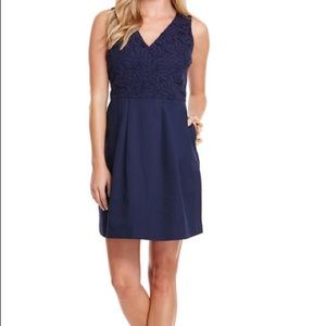 Vineyard Vines Leaf Lace V-Neck Dress